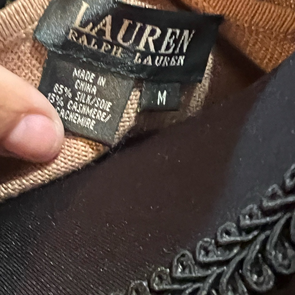 Ralph Lauren tan, silk and cashmere blend cardigan and tank top set - Picture 6 of 7